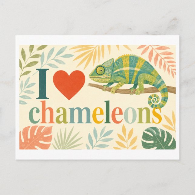 "I [Heart] Chameleons" Postcard (Front)