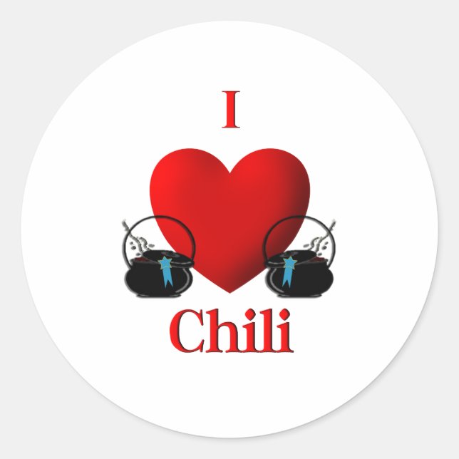 I Heart Chilli Classic Round Sticker (Front)