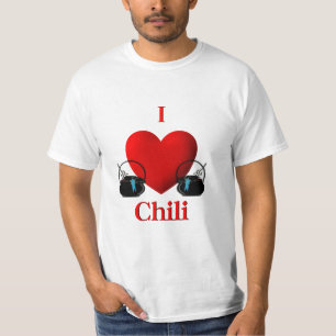 I Heart Chilli Pots with Blue Ribbons T-Shirt