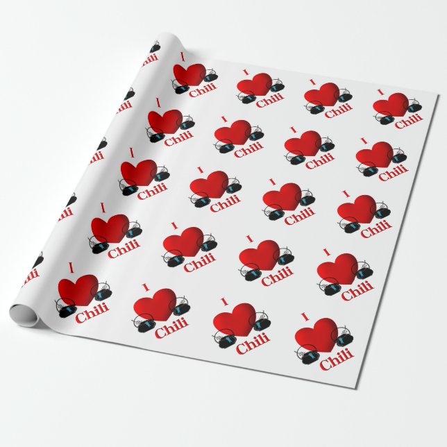 I Heart Chilli Wrapping Paper (Unrolled)