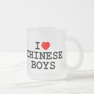 I Heart Chinese Boys Frosted Glass Coffee Mug
