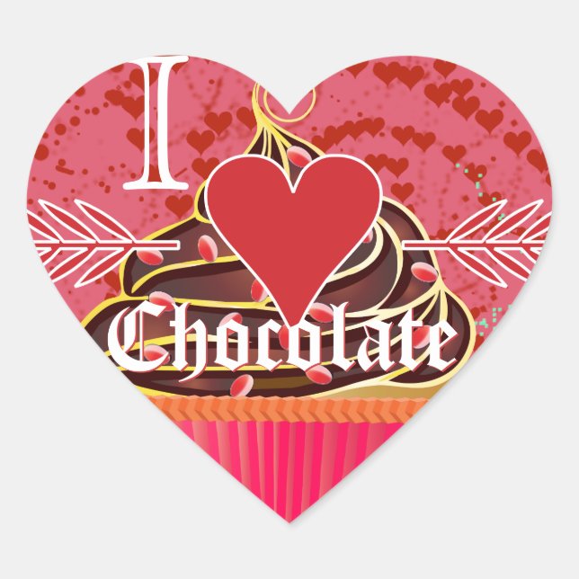 I Heart Chocolate-I Love Chocolate Heart Sticker (Front)