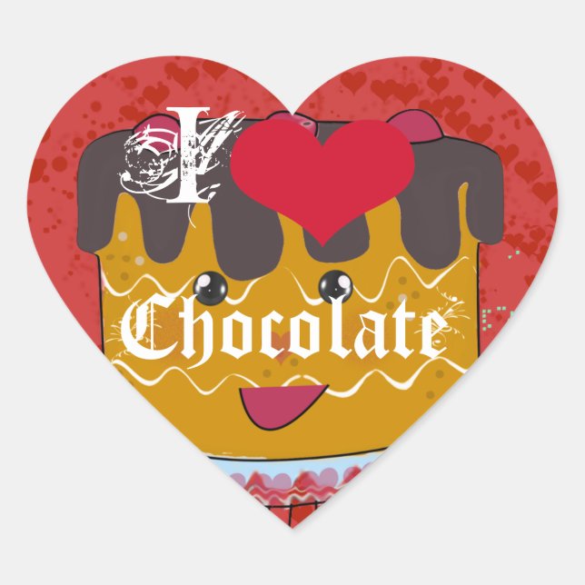 I Heart Chocolate-I Love Chocolate Heart Sticker (Front)