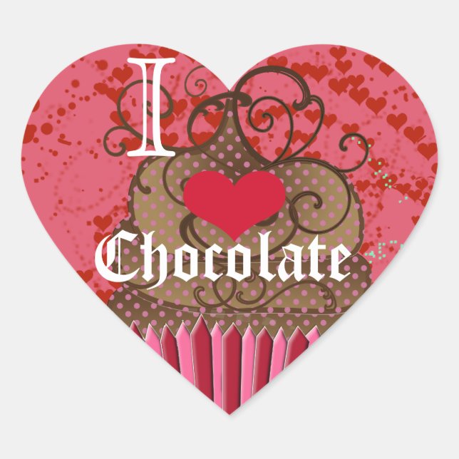 I Heart Chocolate-I Love Chocolate Heart Sticker (Front)