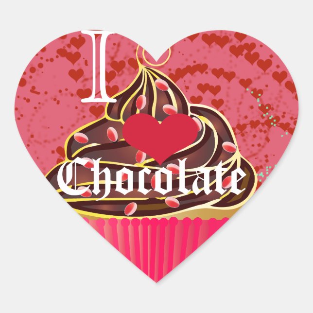 I Heart Chocolate-I Love Chocolate Heart Sticker (Front)