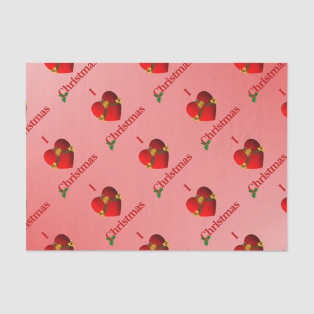 I Heart Christmas Tissue Paper Red (Front)