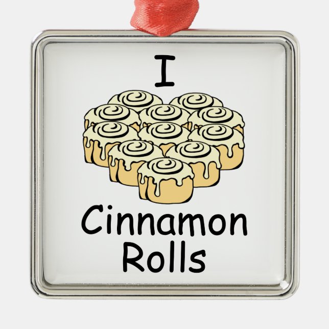 I Heart Cinnamon Rolls Sweet Love Buns Cartoon Metal Tree Decoration (Front)