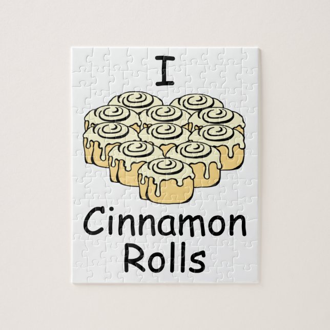I Heart Cinnamon Rolls Sweet Love Buns Cute Jigsaw Puzzle (Vertical)