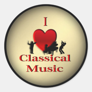 I Heart Classical Music Gold Classic Round Sticker