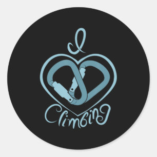 I Heart Climbing (Carabiner)  Fun Rock Climbing  Classic Round Sticker