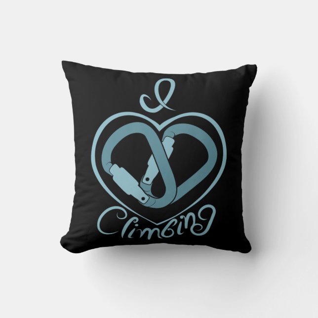 I Heart Climbing (Carabiner)  Fun Rock Climbing  Cushion (Front)