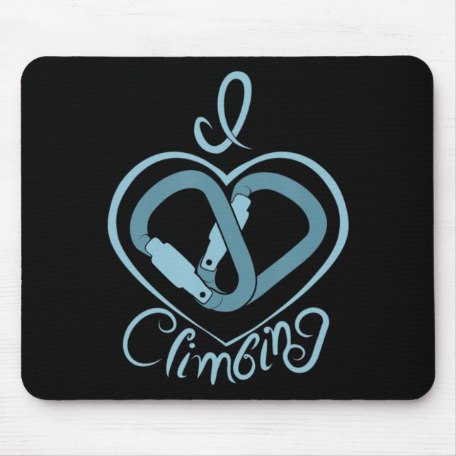 I Heart Climbing (Carabiner)  Fun Rock Climbing  Mouse Mat (Front)