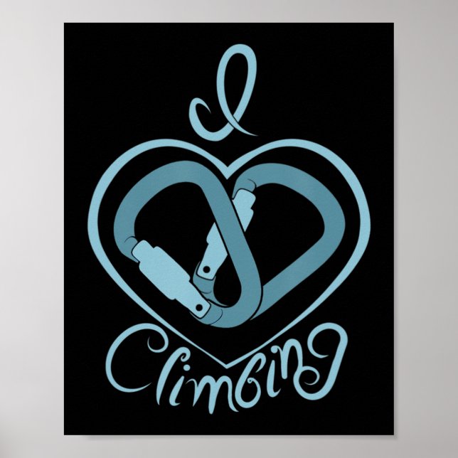I Heart Climbing (Carabiner)  Fun Rock Climbing  Poster (Front)