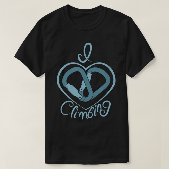 I Heart Climbing (Carabiner)  Fun Rock Climbing  T-Shirt (Design Front)