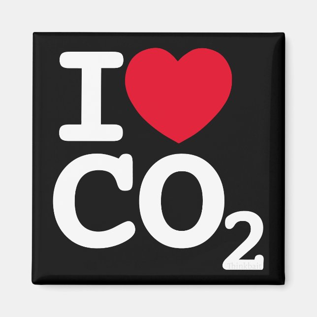 I Heart CO2 - I Love Carbon Dioxide black fridge Magnet (Front)