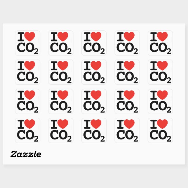 I Heart CO2 - I love Carbon Dioxide Sticker Sheet  (Sheet)