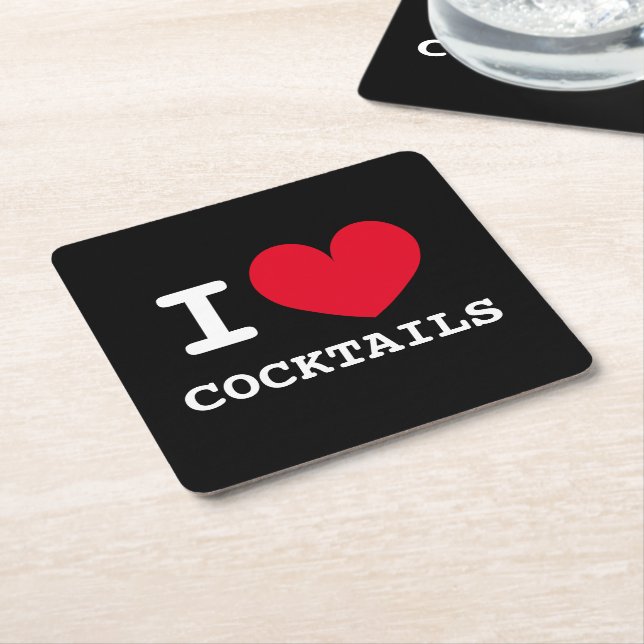 I heart cocktails custom drink coasters (Angled)