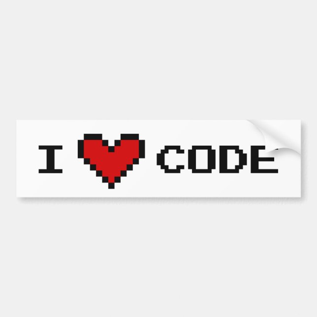 I heart code car bumper sticker for programmer (Front)
