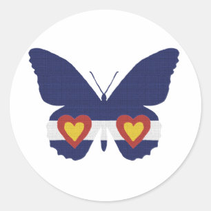 I Heart Colorado Flag Butterfly Products Classic Round Sticker