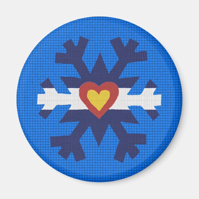 I Heart Colorado Flag Snowflake Magnet (Front)