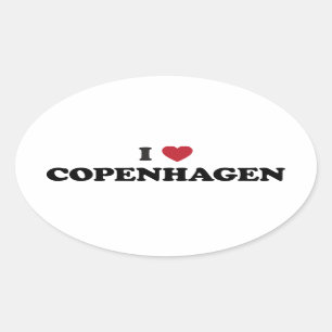 I Heart Copenhagen Denmark Oval Sticker