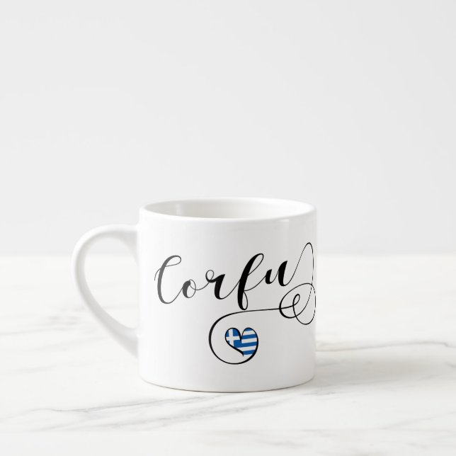 I Heart Corfu, Greek Flag, Kerkyra  Espresso Cup (Left)