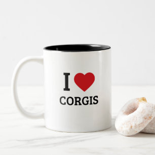 I Heart Corgis - Minimalist Cute Dog Lovers Gift Two-Tone Coffee Mug