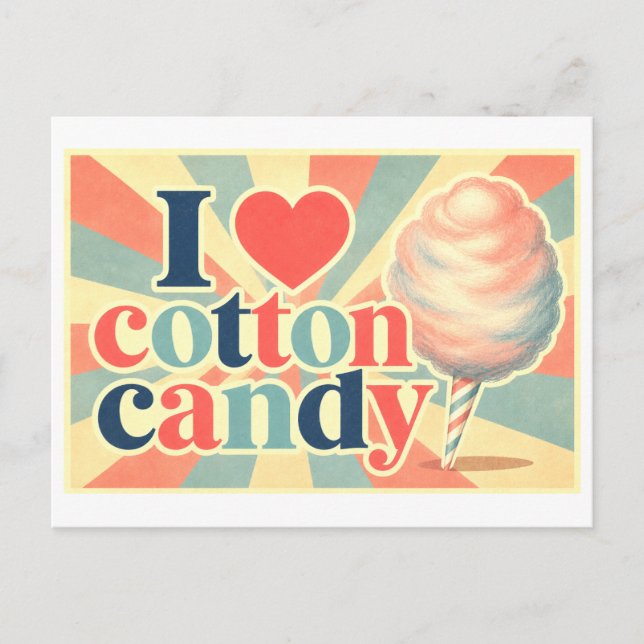 "I [Heart] Cotton Candy" Postcard (Front)