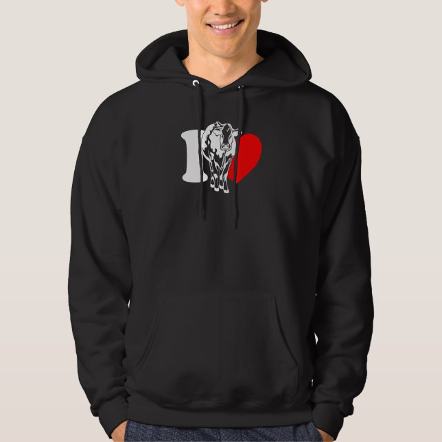 I Heart Cows - Funny Farmer, Cattle Rancher, Cow L Hoodie (Front)
