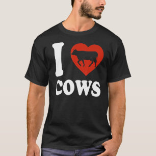 I Heart Cows I Love Cows Cute Red Heart Cow Cute T-Shirt