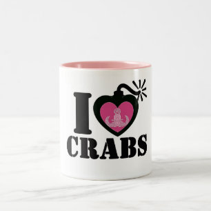 I Heart Crabs Two-Tone Coffee Mug