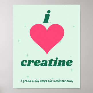 I Heart Creatine Funny Gym Poster