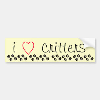 I Heart Critters Bumper Sticker