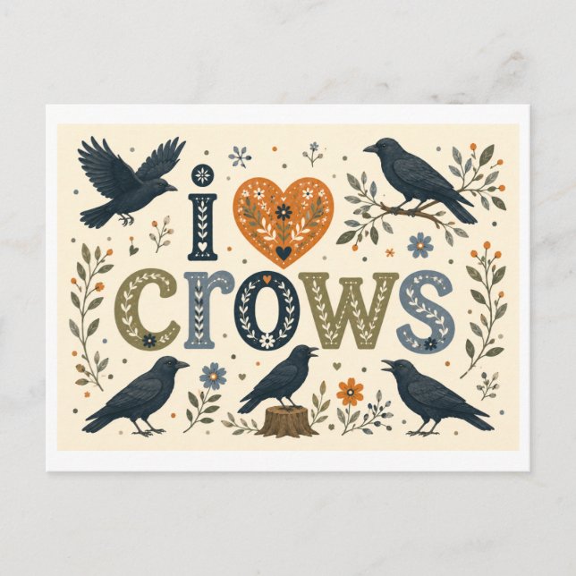 "I [Heart] Crows" Postcard (Front)