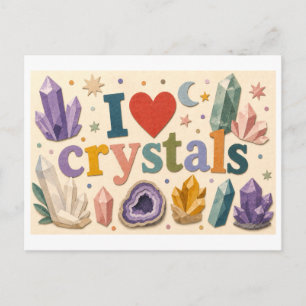 "I [Heart] Crystals" Postcard