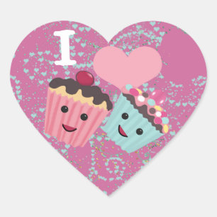 I Heart Cupcakes- I Love Cupcakes Heart Sticker