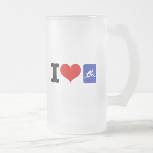 I Heart Curling Frosted Glass Beer Mug
