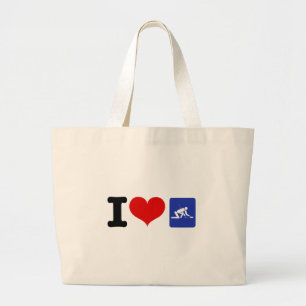 I Heart Curling Large Tote Bag