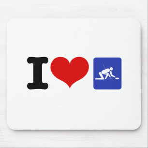 I Heart Curling Mouse Mat