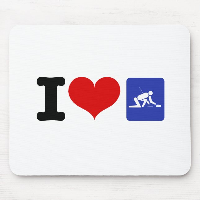 I Heart Curling Mouse Mat (Front)
