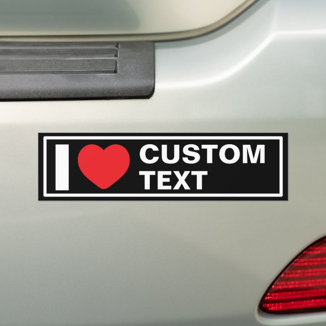 I Heart Custom Modern Black Bumper Sticker (On Car)