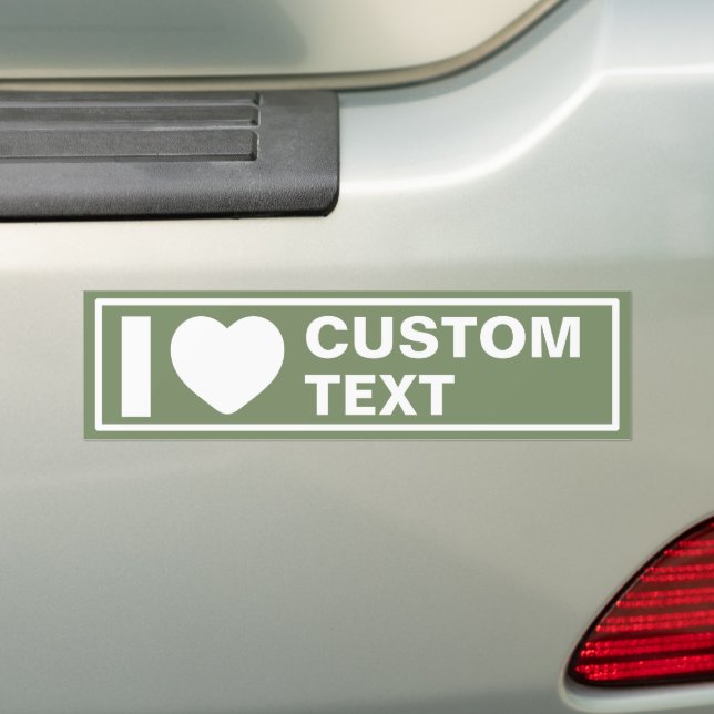 I Heart Custom Modern Bohemian Green Bumper Sticker (On Car)