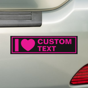 I Heart Custom Modern Pink Bumper Sticker
