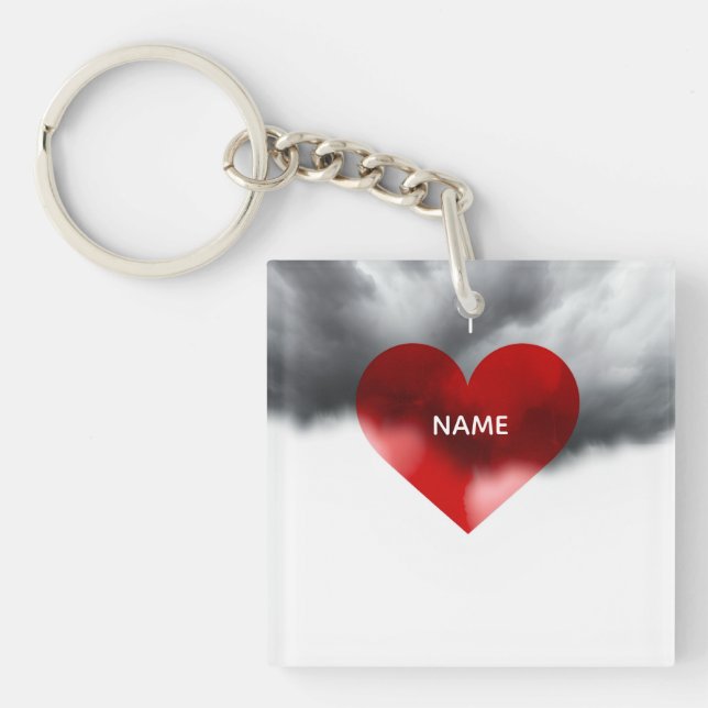 I Heart Custom Name Key Ring (Front)