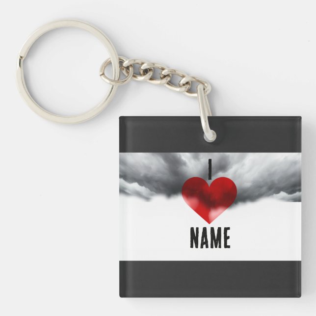 I Heart Custom Name Key Ring (Front)