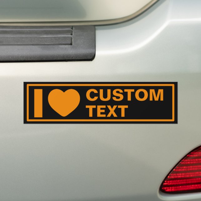 I Heart Custom Template Modern Orange Bumper Sticker (On Car)