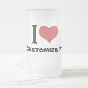 I Heart Customise It Frosted Glass Beer Mug