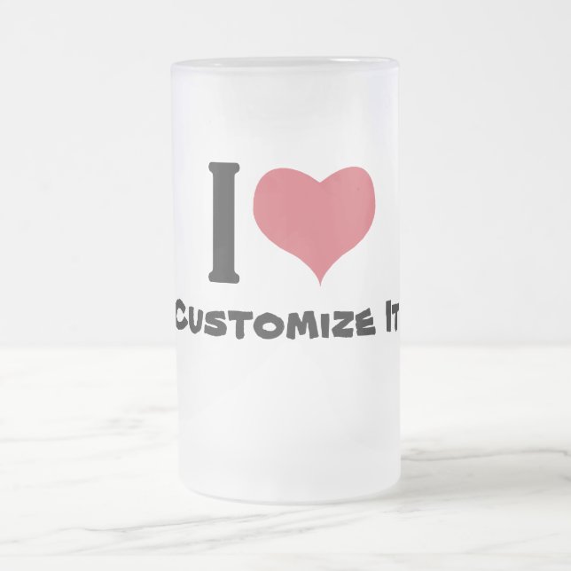 I Heart Customise It Frosted Glass Beer Mug (Center)
