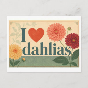 "I [Heart] Dahlias" Postcard
