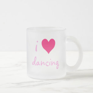 i heart dancing frosted glass coffee mug